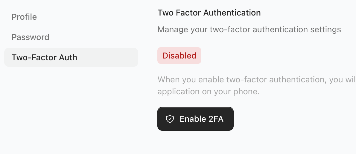 Enable 2FA