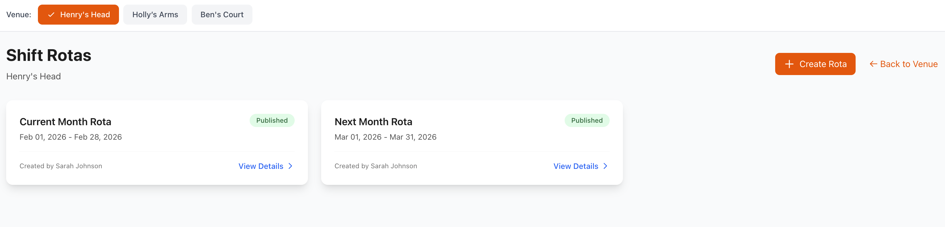 Manage Rotas Overview