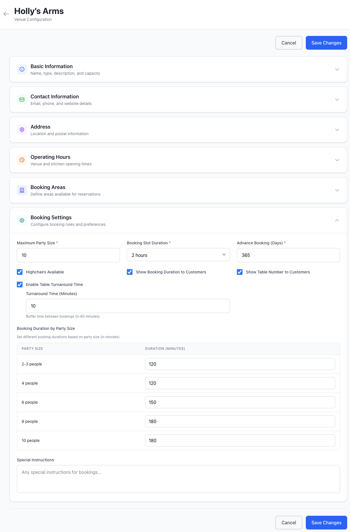 Venue Configuration: Setting up your venue details
